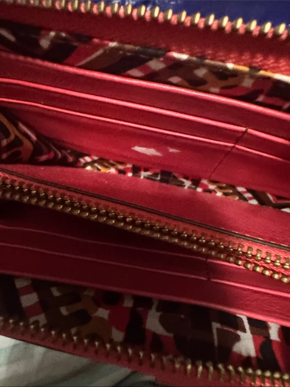 Vera Bradley Red Leather Wristlet Wallet with Brown Strap Accent - Picture 2 of 2